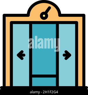 Opening the elevator doors icon. Outline opening the elevator doors vector icon color flat isolated Stock Vector