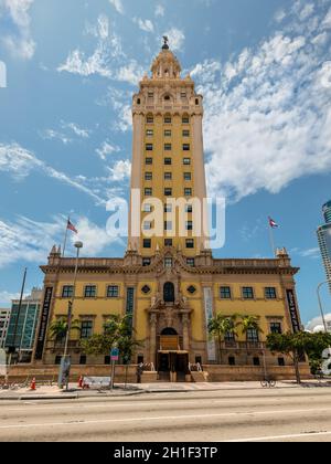 Miami, FL, United States - April 19, 2019: The Miami Freedom Tower, Historical Symbol of Cuban Immigration. In 2008 the tower was declared a national Stock Photo