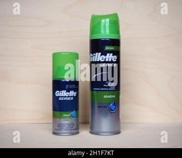 BOSTON, USA - CIRCA MAY 2020: Gillette series shaving gel for sensitive skin Stock Photo