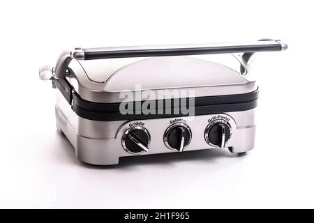Electric Grill and Griddle on a white background Stock Photo