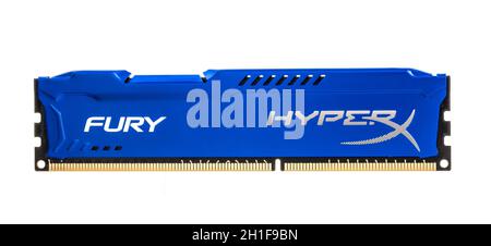 SWINDON, UK - SEPTEMBER 4, 2014: Fast Hyper X Fury Gaming PC RAM Module on a White Background Stock Photo
