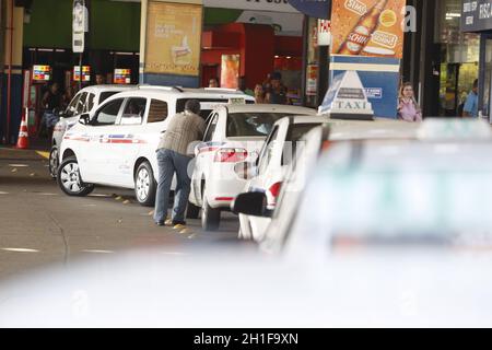 salvador, bahia / barazil - january 12, 2016: Taxi queue is seen at Salvador city bus station. *** Local Caption *** Stock Photo