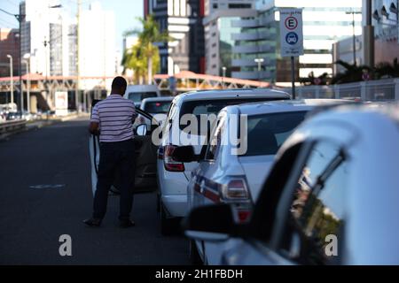 vehicle parking - march 2, 2018: Taxi queue is seen in the city of Salvador. *** Local Caption *** Stock Photo