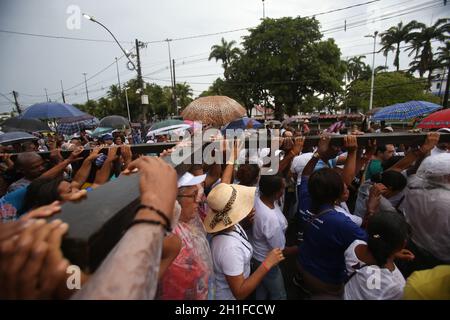 salvador, bahia / brazil - march 24, 2019: Catholics perform the Penintential Walk during Lent in the city of Salvador. *** Local Caption *** Stock Photo