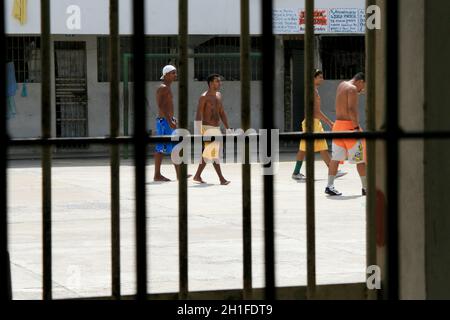 teixeira de freitas, bahia / brazil - september 16, 2008: Detainees are seen in the Penal Set of the city of Teixeira de Freitas. *** Local Caption ** Stock Photo