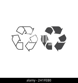 Recycled black vector icon. Recycle glyph and line symbol. Stock Vector