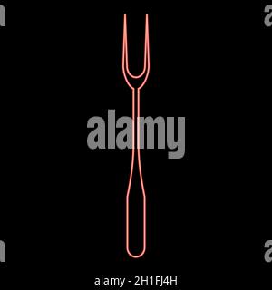 Neon large fork red color vector illustration flat style light image Stock Vector