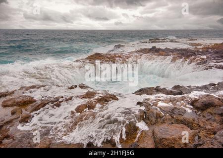 Blowhole, Bufadero de la Garita in Telde, Gran Canaria, Canary island, Spain. Stock Photo