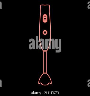 Neon hand blander machine red color vector illustration flat style light image Stock Vector