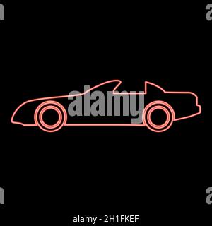 Neon car red color vector illustration flat style light image Stock Vector