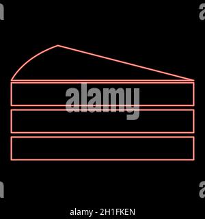 Neon piece of cake red color vector illustration flat style light image Stock Vector