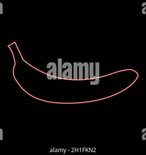 Neon banana red color vector illustration flat style light image Stock Vector