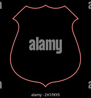 Neon police badge red color vector illustration flat style light image Stock Vector