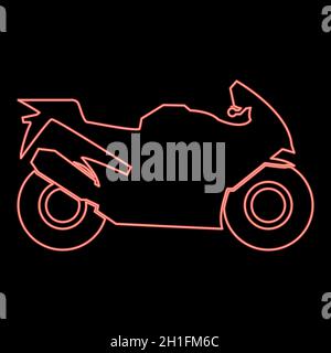 Neon motorcycle red color vector illustration flat style light image Stock Vector