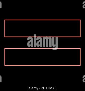Neon sign equally red color vector illustration flat style light image Stock Vector