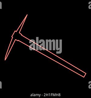 Neon pickaxe red color vector illustration flat style light image Stock Vector