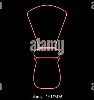 Neon shaving brush red color vector illustration flat style light image Stock Vector