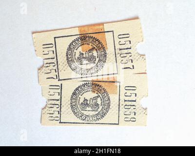 TURIN, ITALY - CIRCA JUNE 2020: Vintage Italian museum ticket Stock Photo