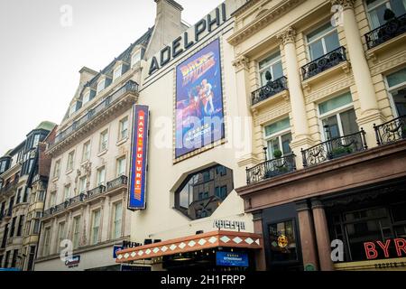 London- October 2021: Back to the Future- The Musical at the Adelphi theatre. A west end show of the cult classic 80's film. Stock Photo