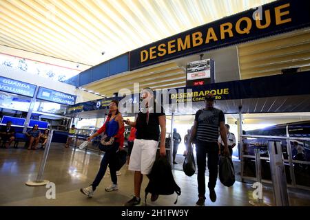 salvador, bahia / brazil - December 28, 2017: Passengers are seen at the Salvador Bus Station disembarkation platform. *** Local Caption *** Stock Photo