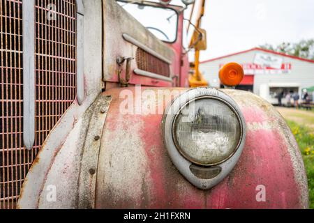 BERLIN - APRIL 27, 2019: Fragment of special car - Maxim Fire Truck. Stock Photo