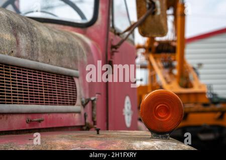 BERLIN - APRIL 27, 2019: Fragment of special car - Maxim Fire Truck. Stock Photo