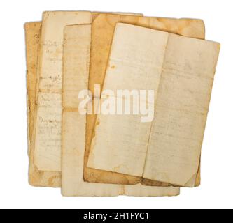 Stacked old sheets group isolated on white Stock Photo