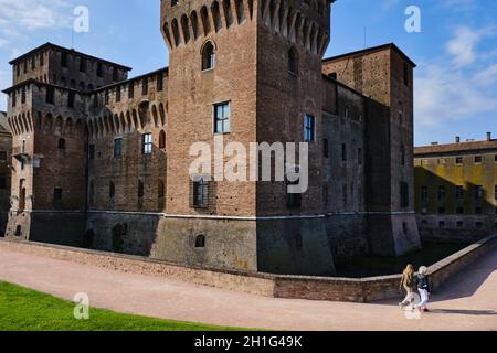 Medieval fortress, Gonzaga Saint George (Giorgio) castle in Mantua (Mantova), Lombardy, Italy Stock Photo