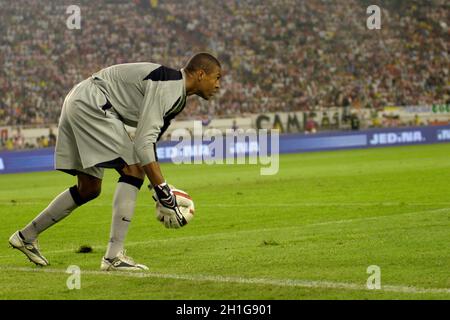 Split, Croatia - 17 August, 2005: Brazilian goalkeeper Dida picking up the ball on the game Croatia - Brazil Stock Photo