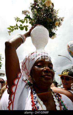 salvador, bahia / brazil - january 14, 2016: baianas are seen during a procession with disetino the church of Bonfim in the city of Salvador.  *** Loc Stock Photo