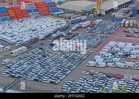 Salerno, Italy - June 27, 2014: New Cars and Vans Wrapped in Protective Foil Ready For Delivery in Salerno, Italy. Stock Photo