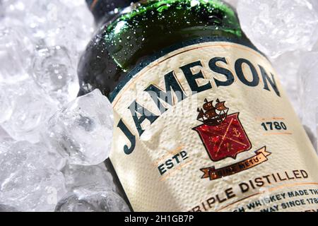 POZNAN, POL - JUN 18, 2020: Bottle of Jameson, the best selling Irish whiskey in the world with annual sales of 7.3 million cases in 2018 Stock Photo