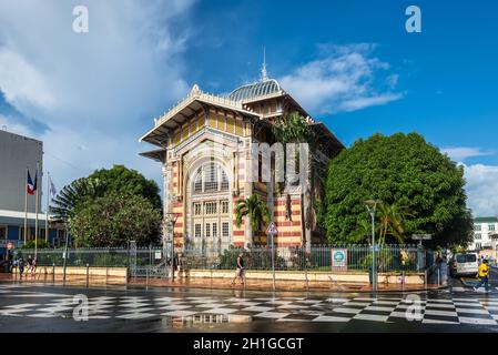 Fort-de-France, Martinique - December 19, 2016: The Schoelcher library built in Paris in 1887 then shipped piece by piece to the island Martinique in Stock Photo