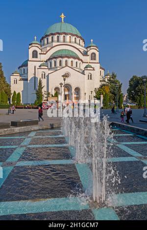 Belgrade, Serbia - October 15, 2019: White Marble Orthodox Church Saint Sava in Belgrade, Serbia. Stock Photo