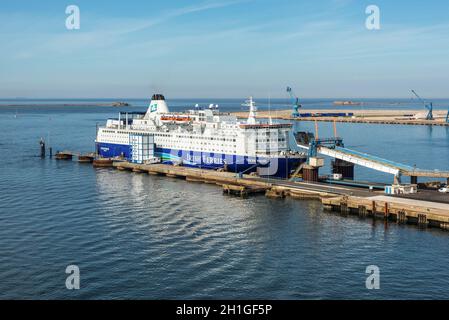 Cherbourg-Octeville, France - May 22, 2017: Cruiseferry vessel MV Oscar Wilde docked in Cherbourg-Octeville harbour, Normandy, France. Stock Photo