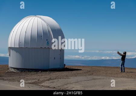 Canada France Hawaii Telescope, Mauna Kea Ice Age Natural Area Reserve, Big Island, Hawaii Stock Photo