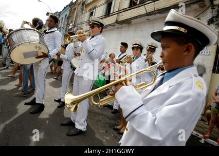 salvador, bahia / brazil - july 2, 2015: members of a fanfare are seen during presentation at the parade in celebration of Dois de Julho, independence Stock Photo