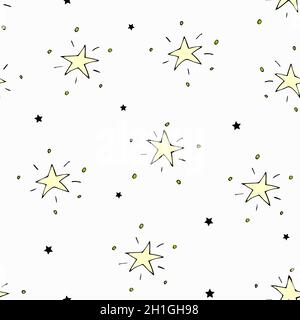 Seamless pattern with yellow and black stars. Stock Vector