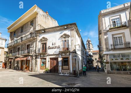 Vigo, Spain - May 20, 2017: View of the Restaurant of La Central Gastro on Constitution Square (Plaza da Constitucion) in the city of Vigo, Spain. Stock Photo