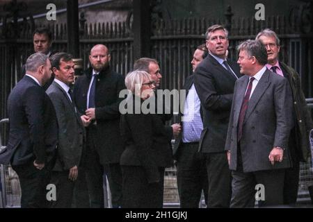 Westminster, London, UK. 18th Oct, 2021. MPs walk from Parliament to St. Margaret's Church (known as 'the Church on Parliament Square') in a procession to the memorial service for Sir David Amess, MP for Southend West, who was stabbed during his constituency surgery. Credit: Imageplotter/Alamy Live News Stock Photo
