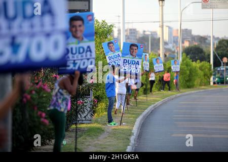 Campaign posters are seen in the city of Changhua County on October 24 ...
