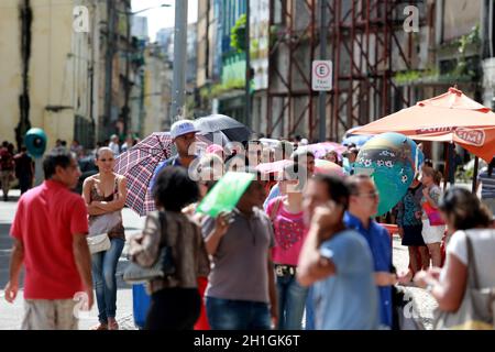 salvador, bahia / brazil - may 20, 2015: people are seen in line to enter the Lacerda Elevator. Equipment connects the upper city to the lower city in Stock Photo