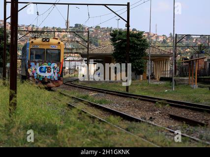 salvador, bahia / brazil - november 23, 2015: suburban train is seen passing through the Lobato neighborhood in the city of Salvador. Stock Photo