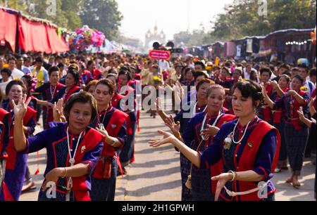 Thai traditional dance from Wat phra thatphanom festival of year ,Nakhon Phanom Thailand,February 11,2011 Stock Photo