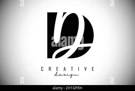 Letter DD d Logo with a minimalist design. Letter D with geometric and handwritten typography. Creative Vector Illustration with letter D. Lettering s Stock Vector