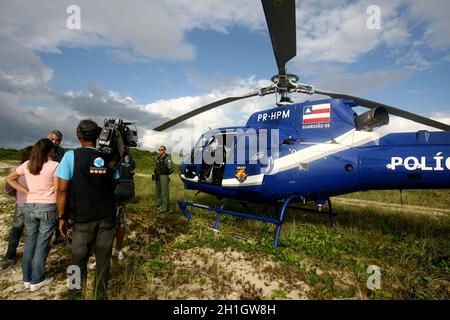 porto seguro, bahia / brazil - june 20, 2011: helicopter model Esquilo AS350, prefix PR-HPM, from the military police of Bahia is seen during flight i Stock Photo