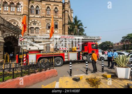 Mumbai, India - November 22, 2019: Fire brigade truck skylift in Mumbai, Maharashtra, India. Stock Photo