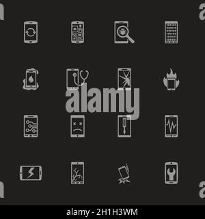 Smartphone Repair - Flat Vector Icons Stock Vector