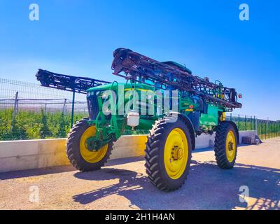 Kyiv, Ukraine - June 16, 2020: The self-propelled sprayer John Deere at Kyiv, Ukraine on June 16, 2020 Stock Photo