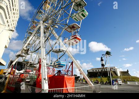 salvador, bahia / brazil - august 21, 2014: ferris wheel is seen in Barra neighborhood in the city of Salvador. Stock Photo